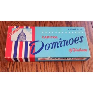 Vintage 50s Capitol Dominoes By Halsam Double Six Set No. 930 55 Pieces Complete